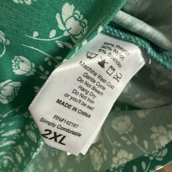 LuLaRoe Roxanne Green Floral Tank Top Sleeveless 2XL - Picture 6 of 9